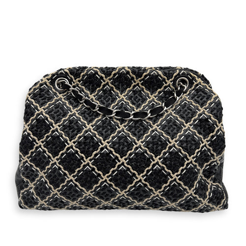 Chanel Mademoiselle Bowler Shoulder Bag Black in Tweed, Silver hardware_2