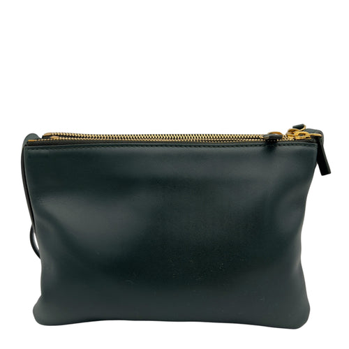 Celine Trio Crossbody Bag Green in Calfskin, Silver hardware_2