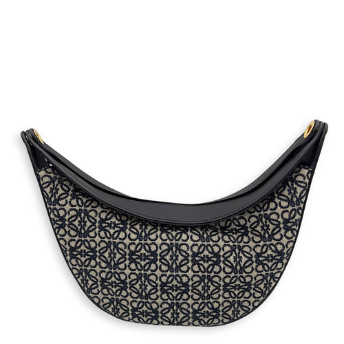 Loewe Luna Anagram Blue Shoulder Bag in Jacquard, Gold hardware_2