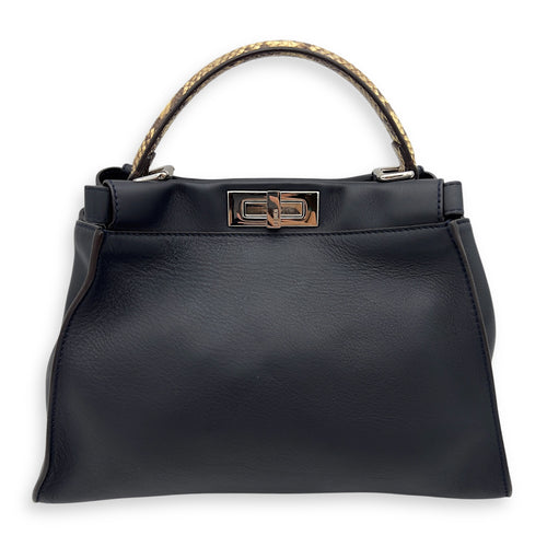 Fendi Peekaboo Top Handle Bag Blue in Calfskin, Silver hardware_2