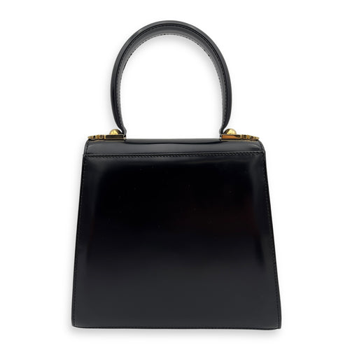 Salvatore Ferragamo Logo Top Handle Bag Black in Calfskin, Gold hardware_2