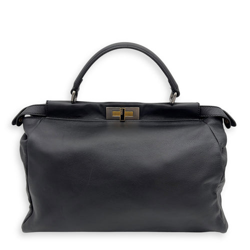 Fendi Peekaboo Top Handle Bag Black in Calfskin, Silver hardware_2