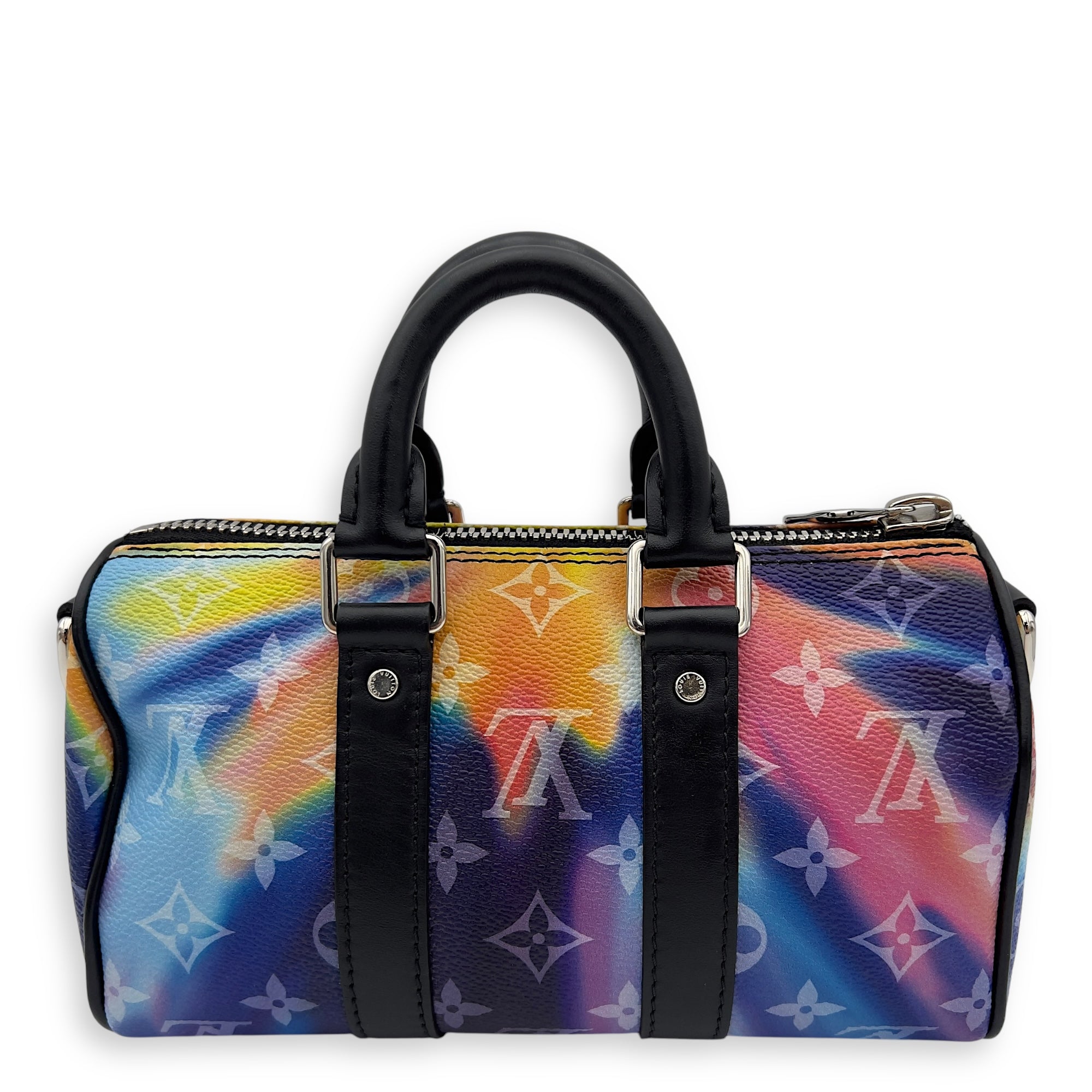 Louis Vuitton Keepall Crossbody Bag  Black in Coated Canvas , Silver Hardware_2