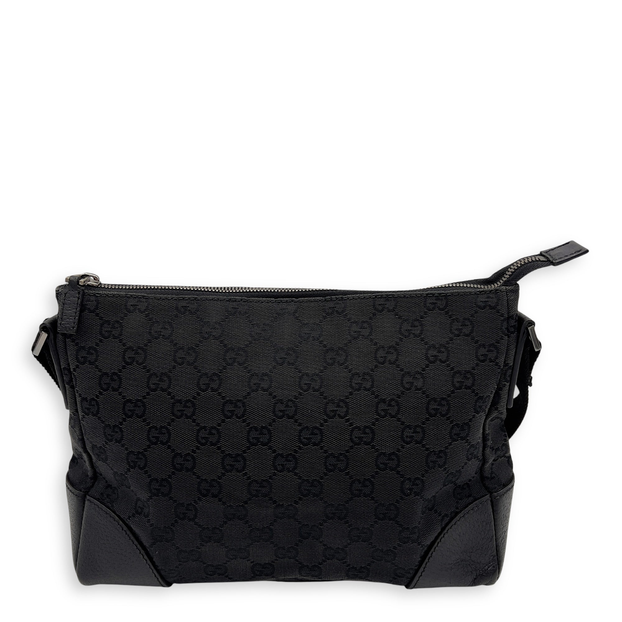 Gucci GG Crossbody Bag Black in Canvas, Silver hardware_2