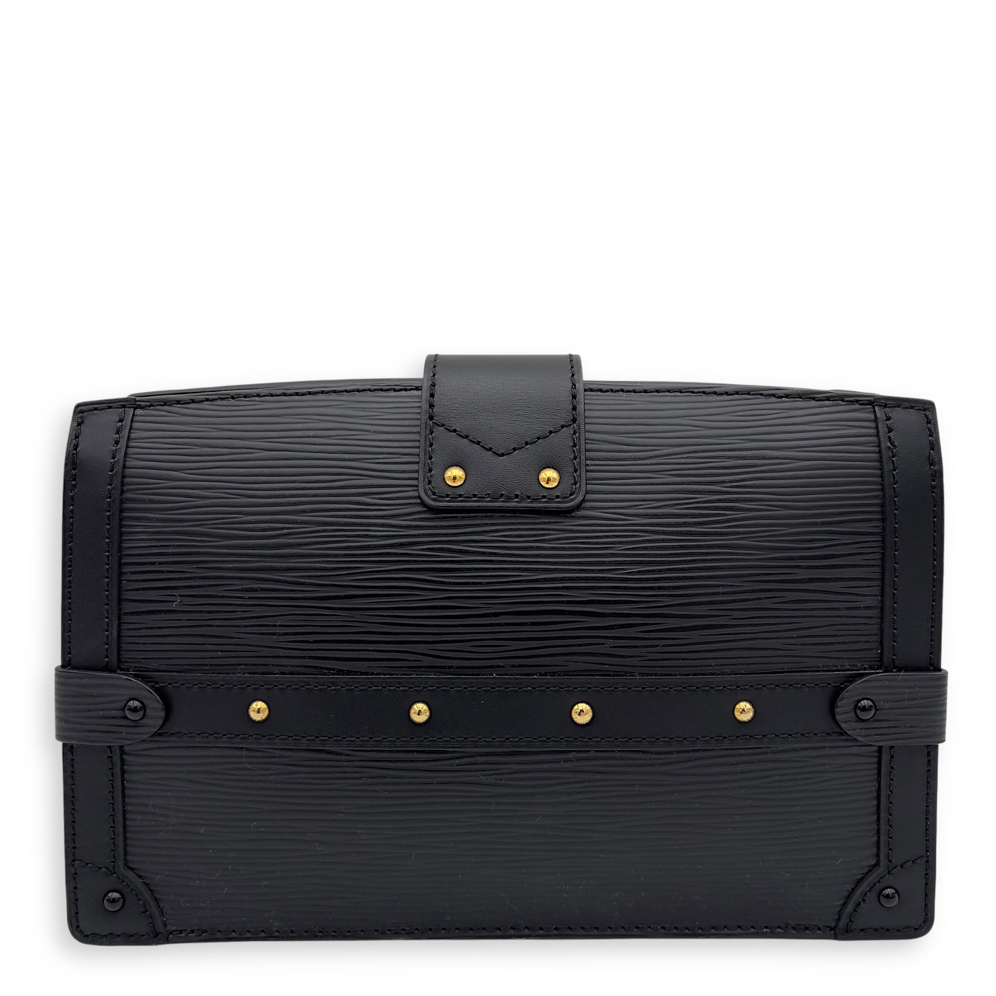 Louis Vuitton Trunk Black Clutch in Epi Leather, Gold hardware_2