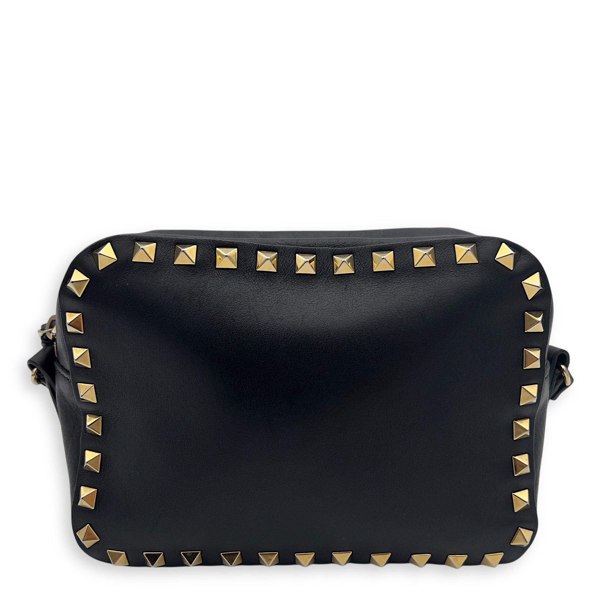 Valentino Studs Crossbody Bag Black in Calfskin, Gold hardware_2