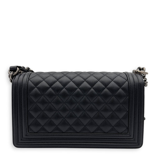 Chanel Boy Shoulder Bag Black in Caviar Leather, Ruthenium hardware_2