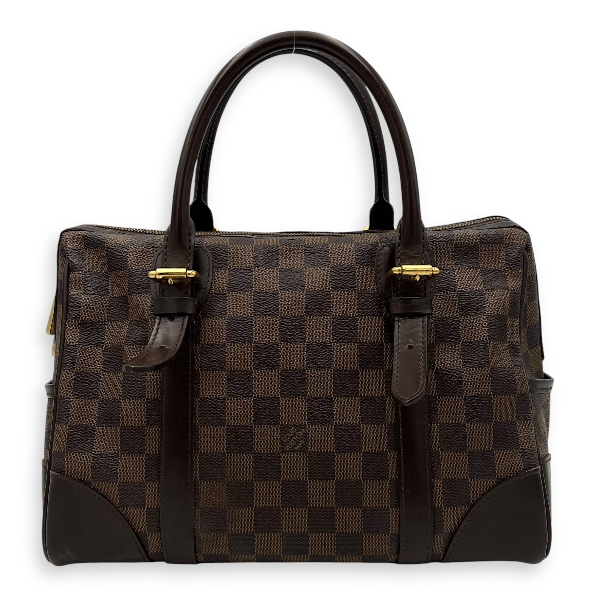 Louis Vuitton Berkeley Top Handle Bag Brown in Coated Canvas, Gold hardware_2