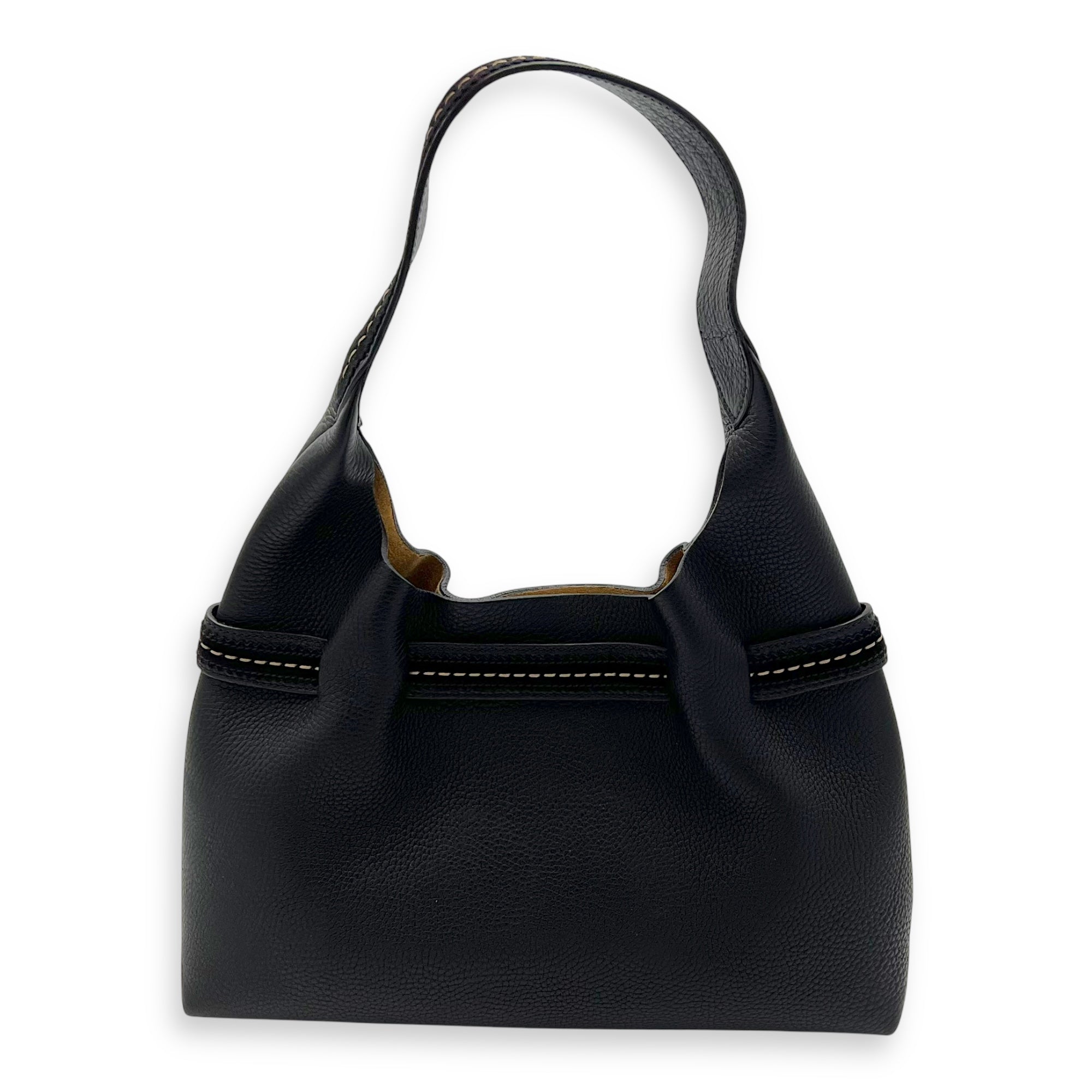 Salvatore Ferragamo Hobo Shoulder Bag Black in Calfskin_2