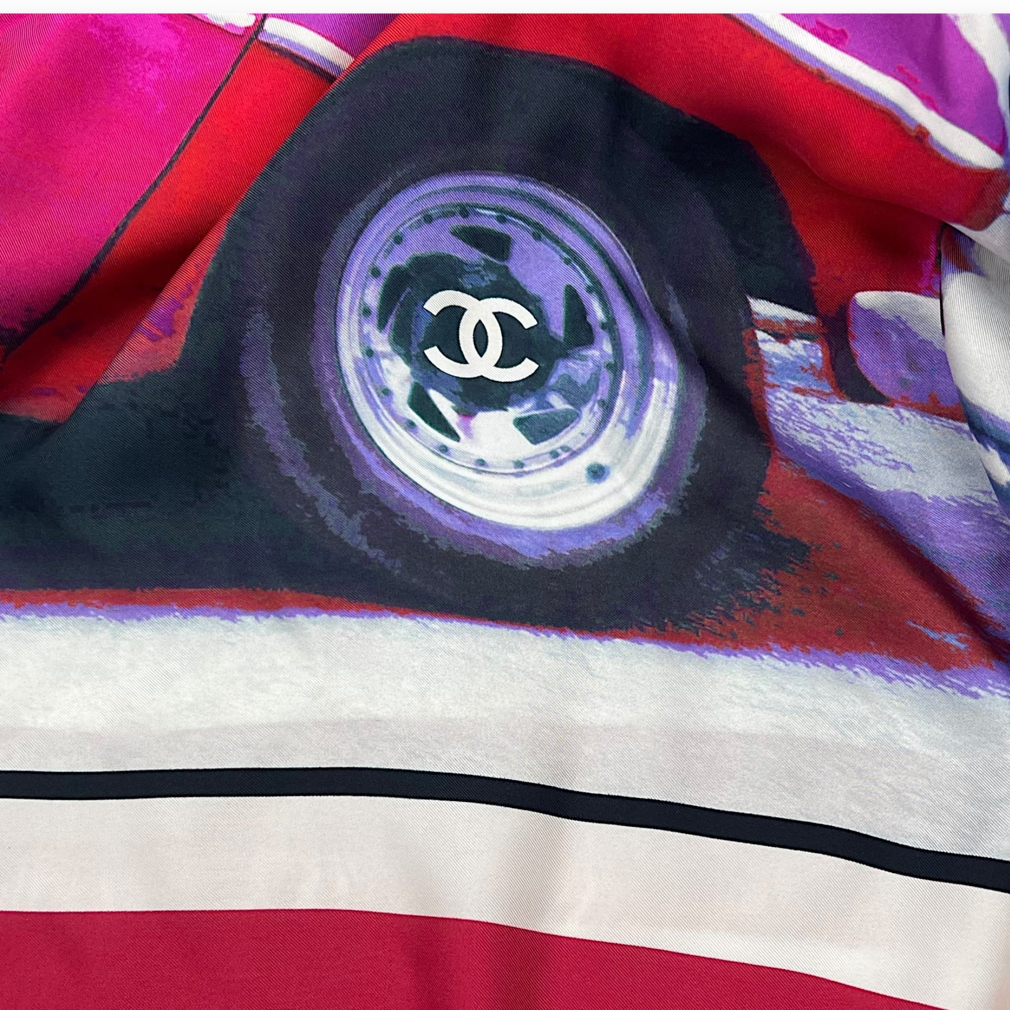 Chanel CC Car Printed Multi-colour Scarf in Silk_4