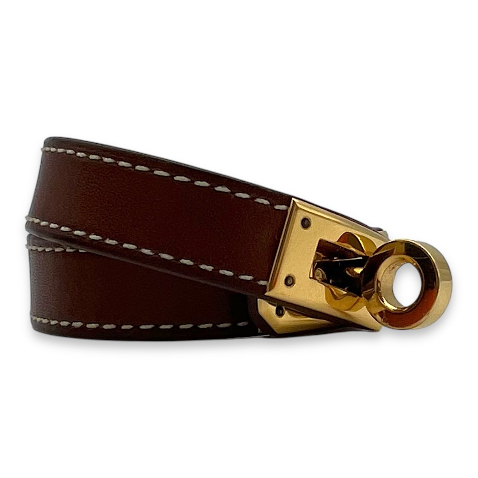 Hermès Kelly Double Tour XS Brown Bracelet in Swift, Gold hardware_2