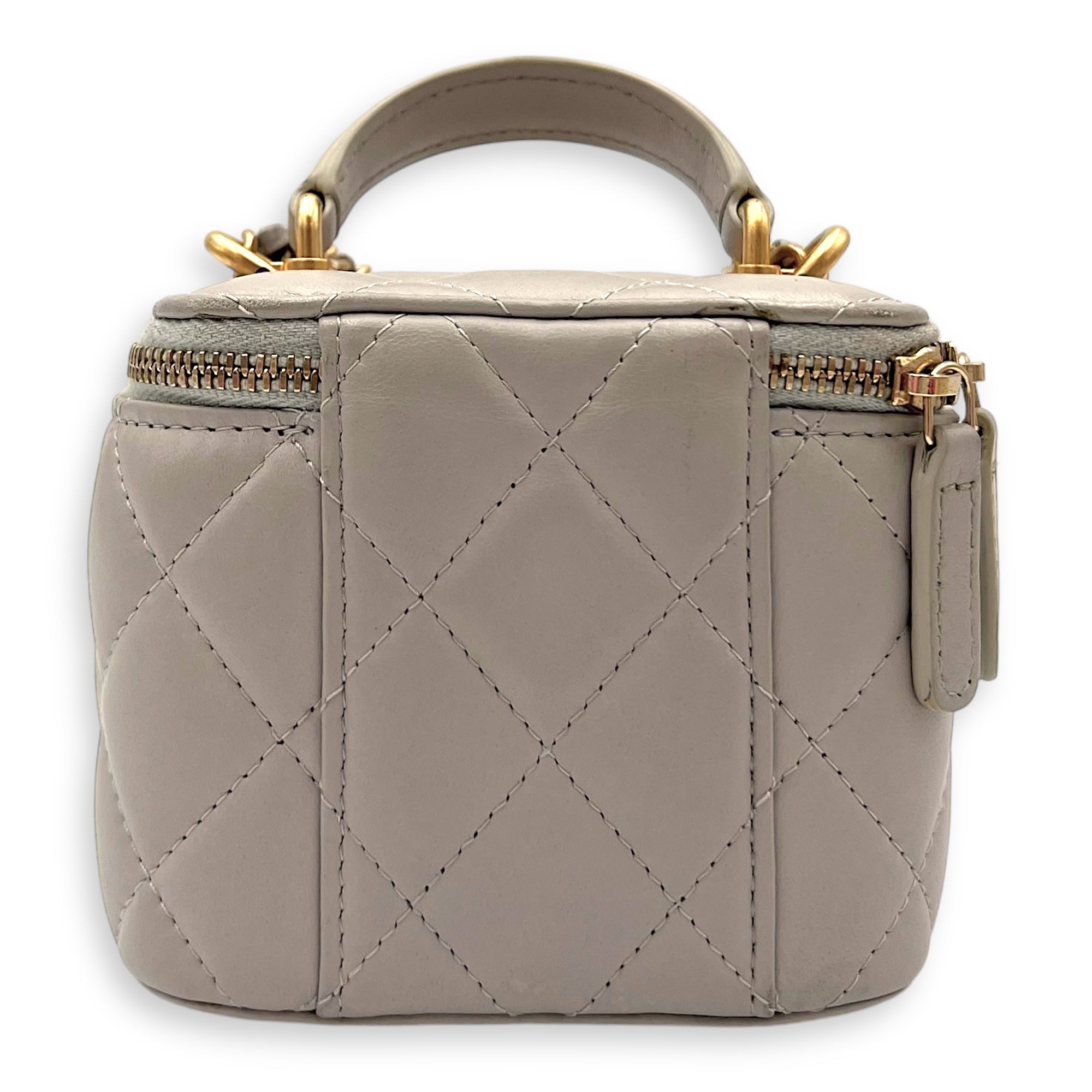 Chanel Classic Vanity Bag Mini Grey in Lambskin , Gold Chanel Classic Vanity Bag Mini Grey in Lambskin , Gold