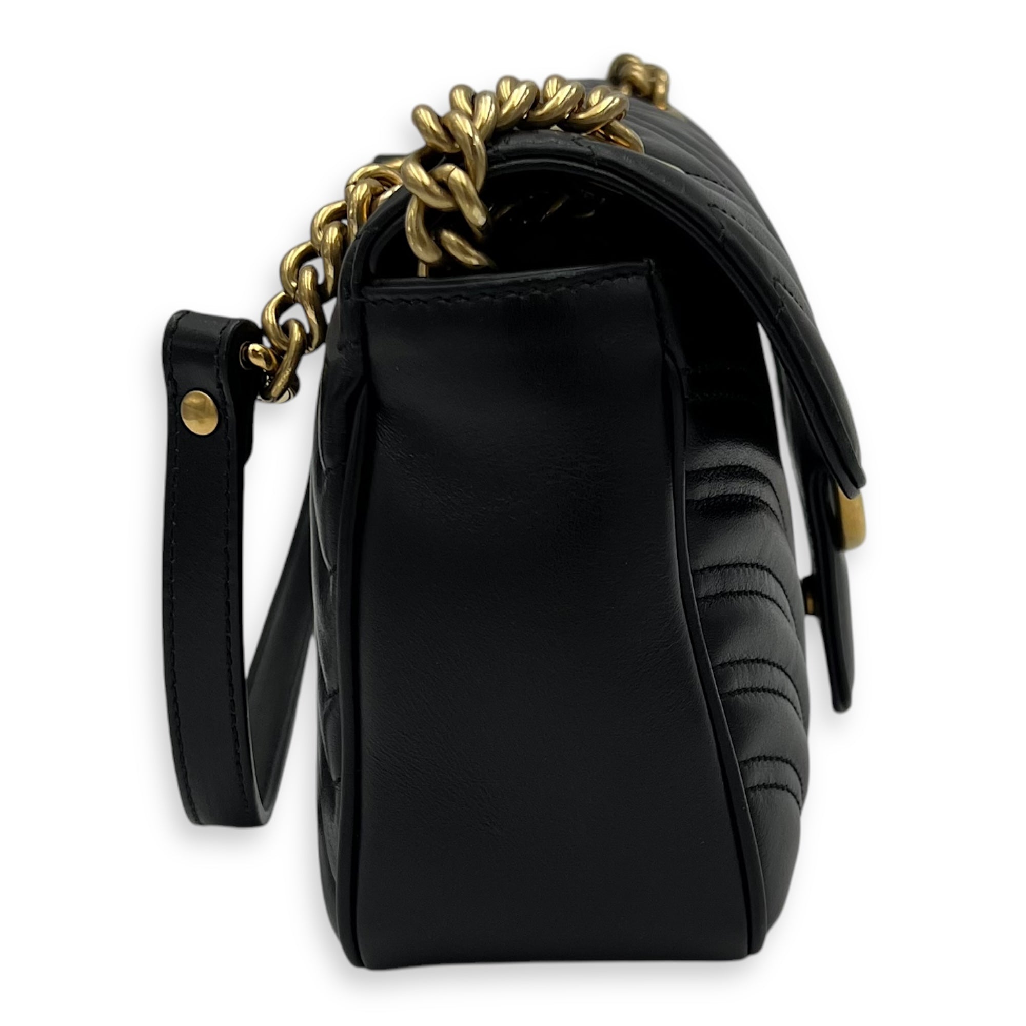 Gucci GG Marmont Crossbody Bag Black in Calfskin, Gold hardware_3