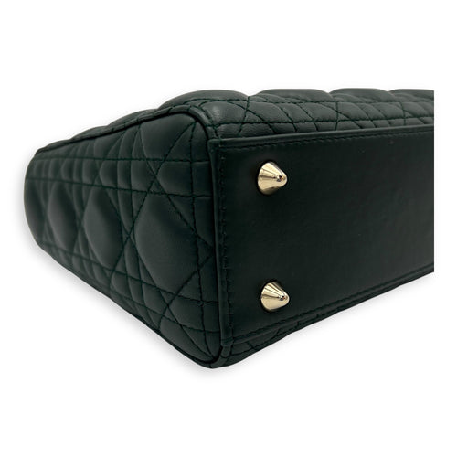 Christian Dior Lady Dior Top Handle Bag Green in Lambskin, Gold hardware_8