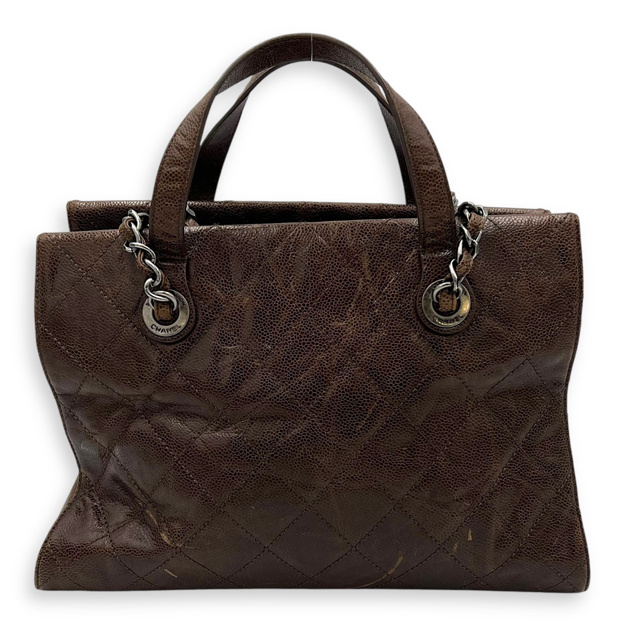 Chanel Two-way Brown Top Handle Bag in Caviar Leather, Ruthenium hardware_2