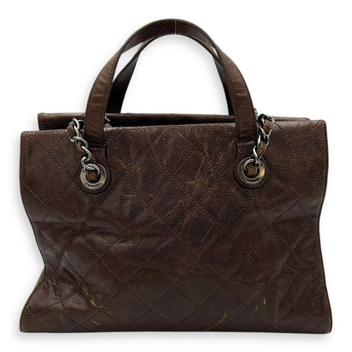 Chanel Two-way Brown Top Handle Bag in Caviar Leather, Ruthenium hardware_2