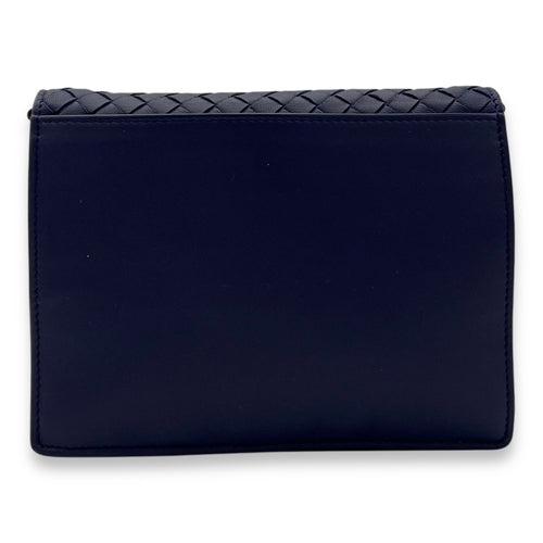 Bottega Veneta Intrecciato Wallet On Chain Blue in Calfskin, Gold hardware_2