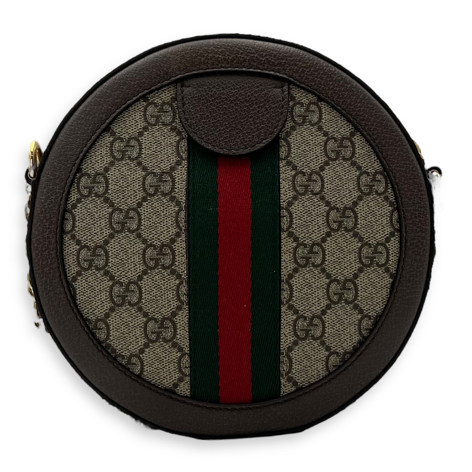 Gucci Ophidia Shoulder Bag Round Brown in Coated Canvas, Gold hardware_2