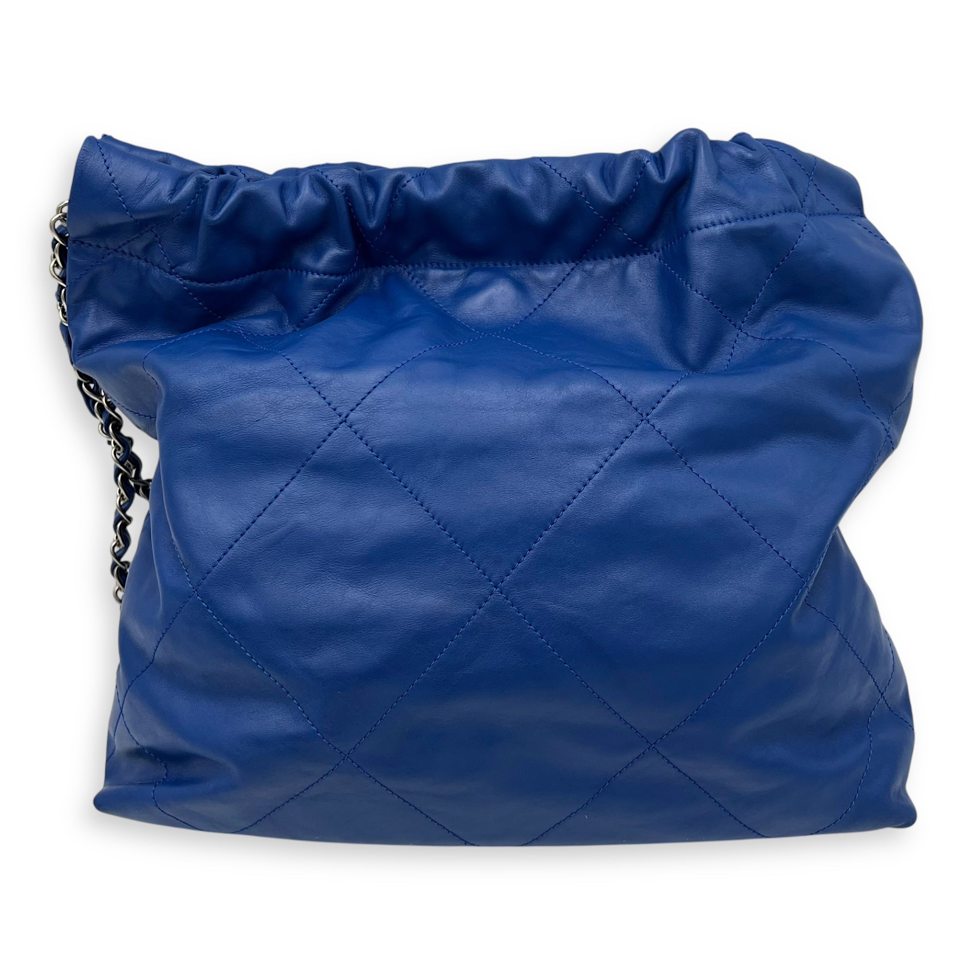 Chanel 22 Tote Shoulder Bag Blue in Calfskin, Silver hardware_2