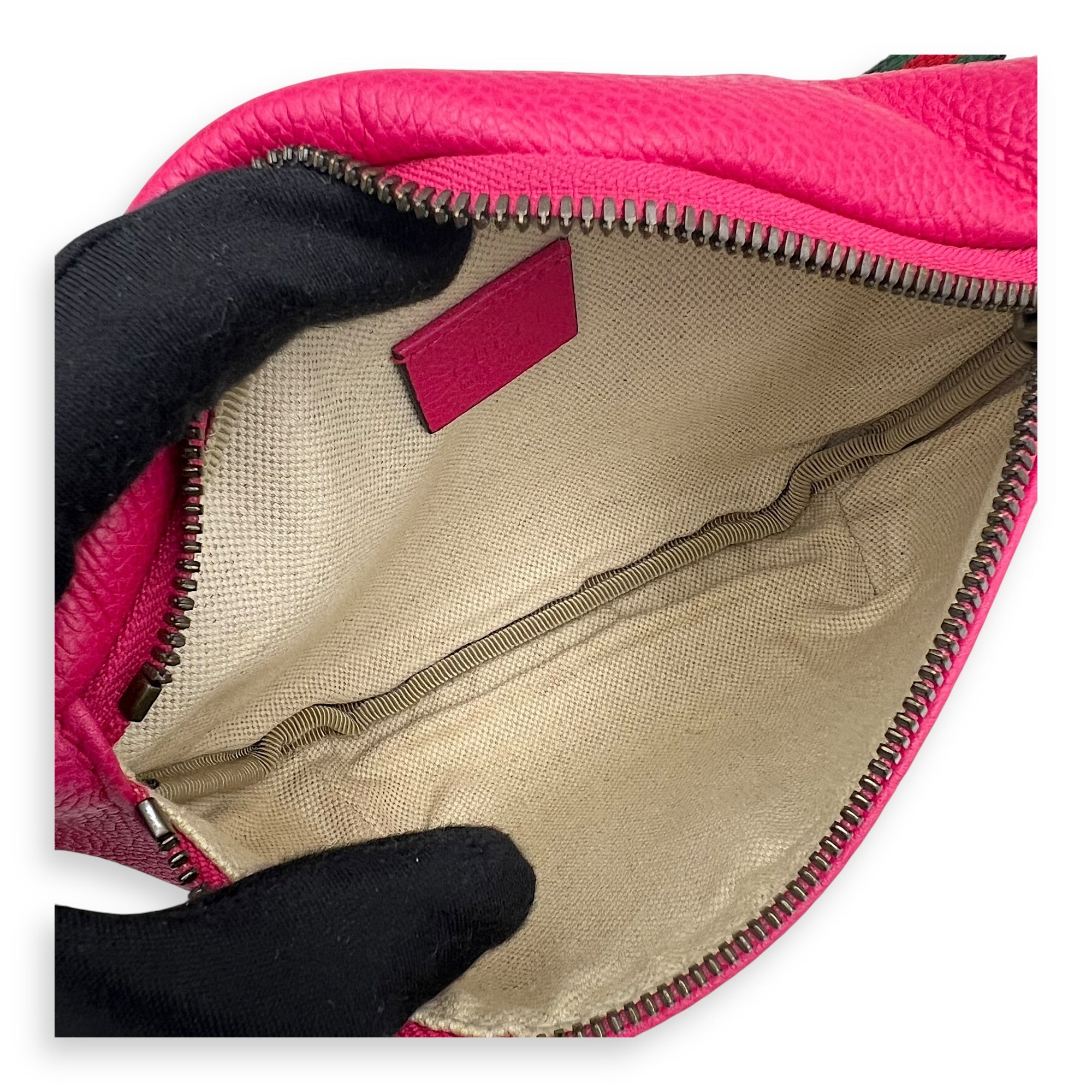 Gucci Logo Belt Bag Pink in Calfskin, Gold hardware_7