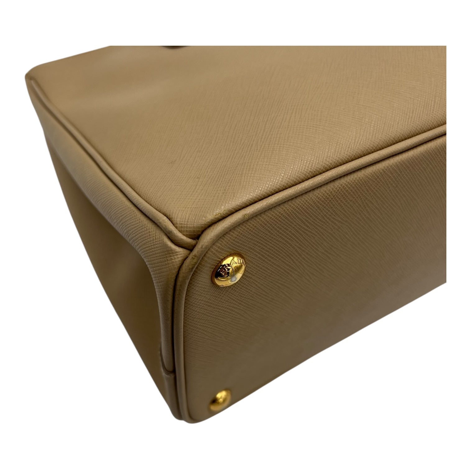 Prada Galleria Top Handle Bag Beige in Saffiano Leather, Gold hardware_11