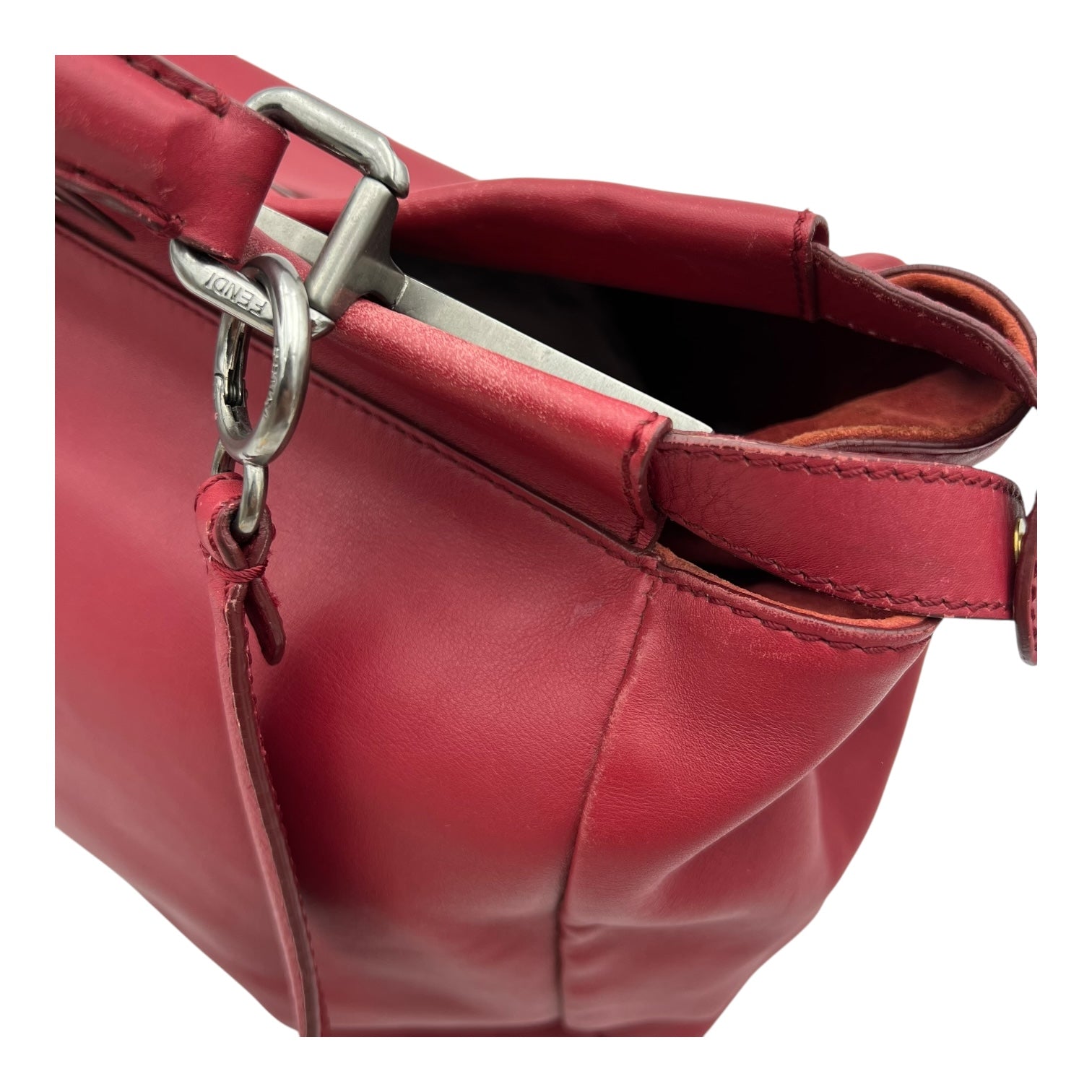 Fendi Peekaboo Top Handle Bag Red in Calfskin, Mixed hardware_8