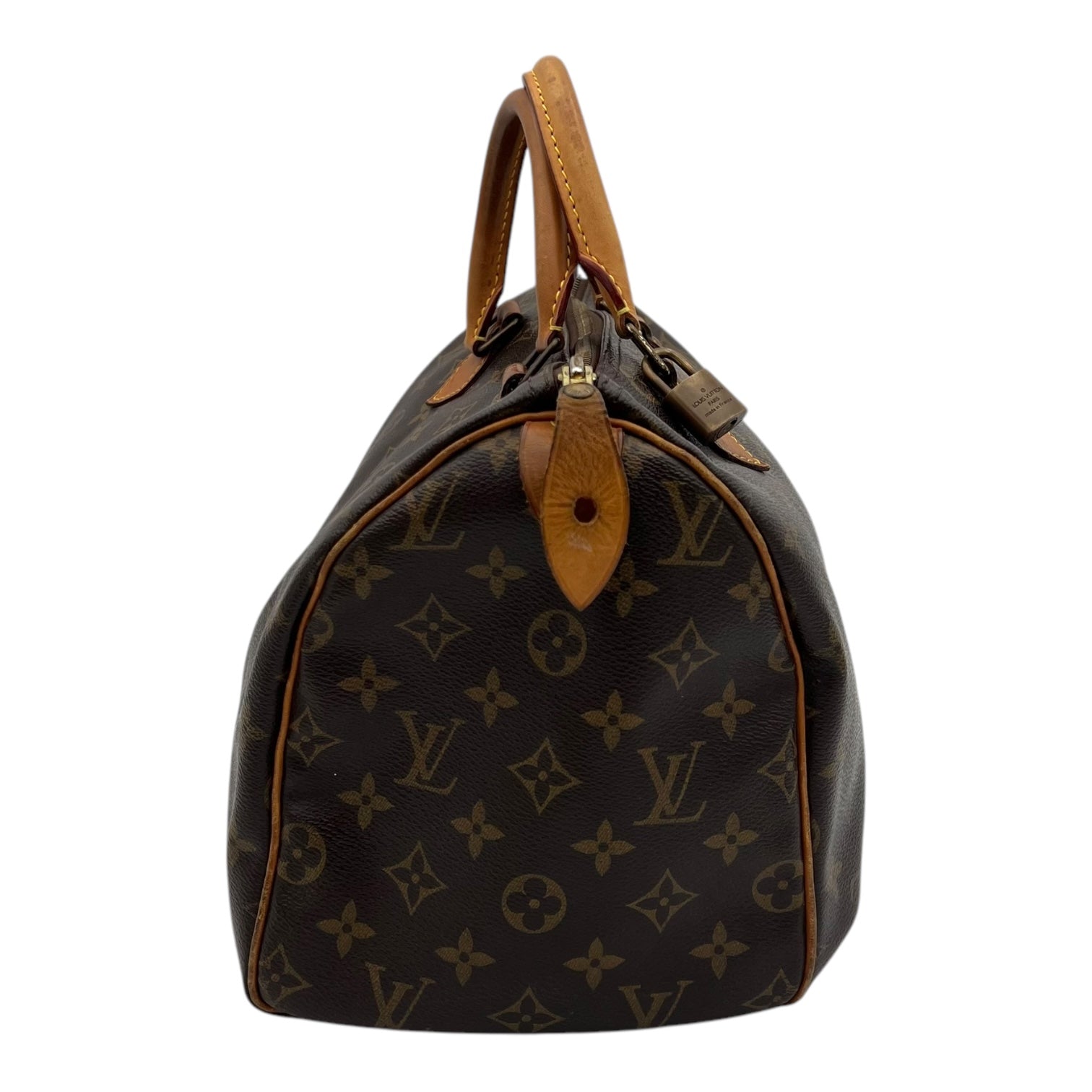 Louis Vuitton Speedy Top Handle Bag 30 Brown in Monogram Coated Canvas, Gold hardware_4