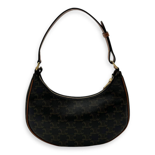 Celine Ava Shoulder Bag Brown in Coated Canvas, Gold hardware_2
