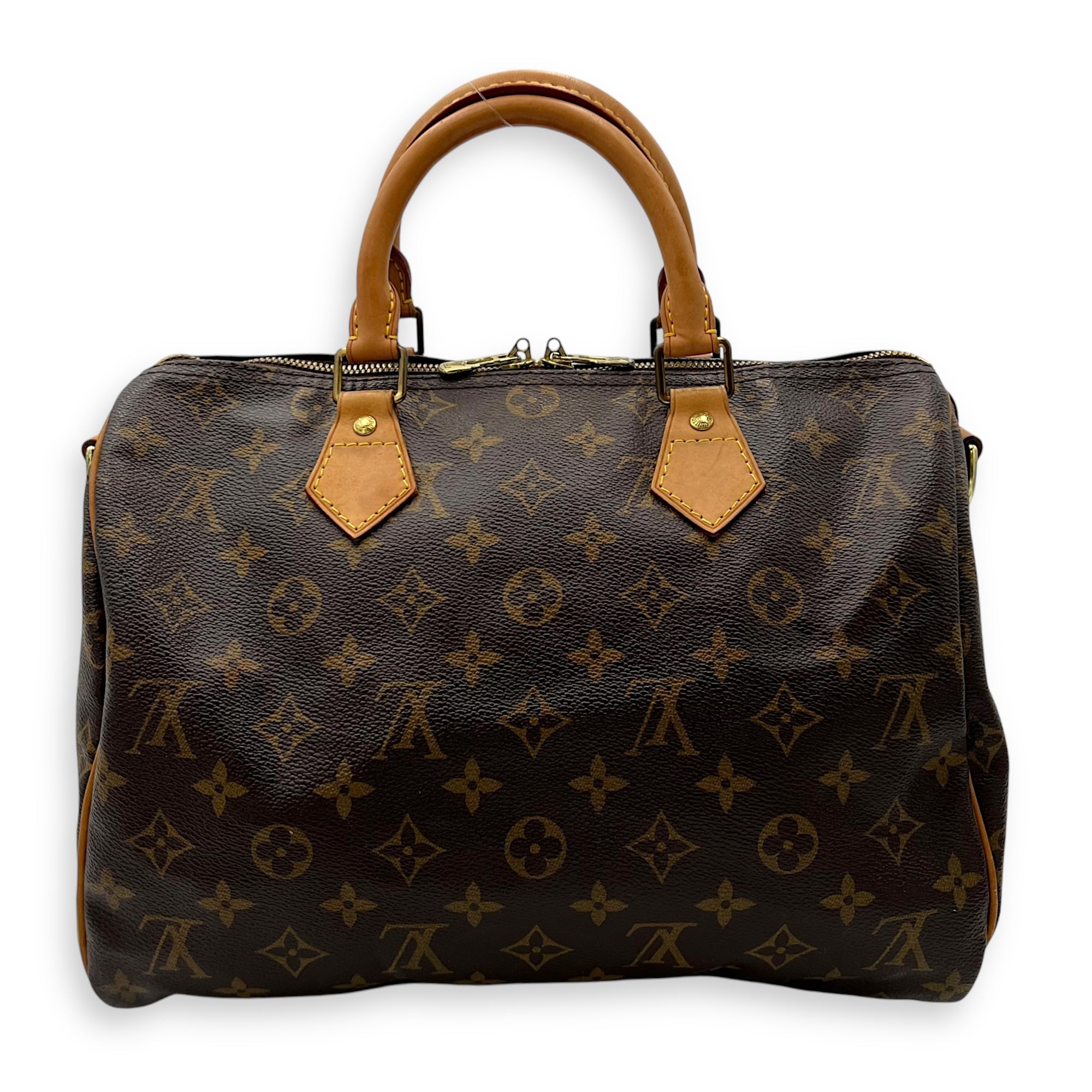 Louis Vuitton Speedy Bandouliere Top Handle Bag 30 Brown in Monogram Coated Canvas, Gold hardware_2
