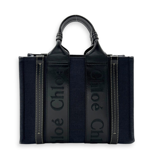 Chloé Woody Tote Bag Blue in Denim, Gold hardware_2