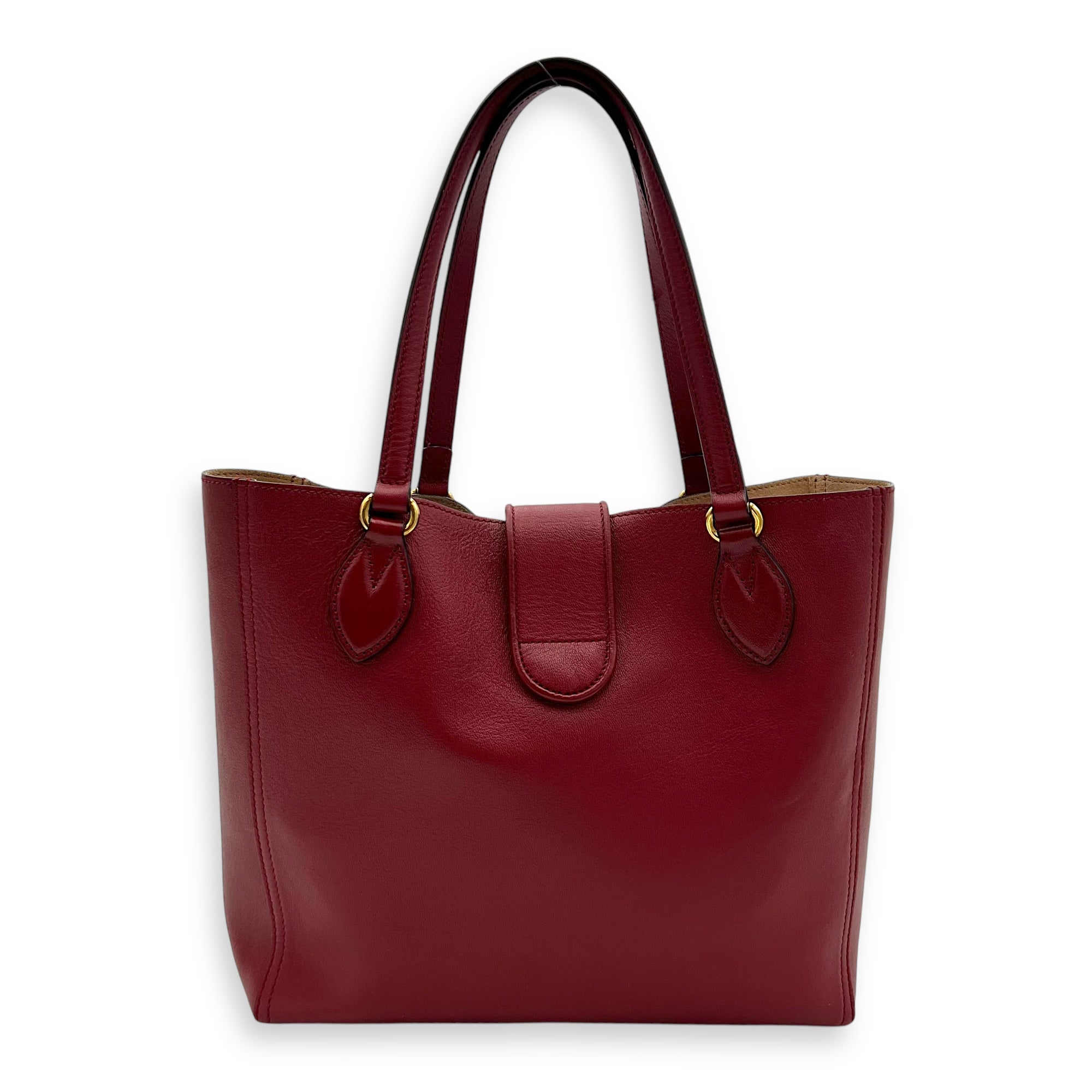 Gucci GG Tote Bag Red in Calfskin, Gold hardware_2