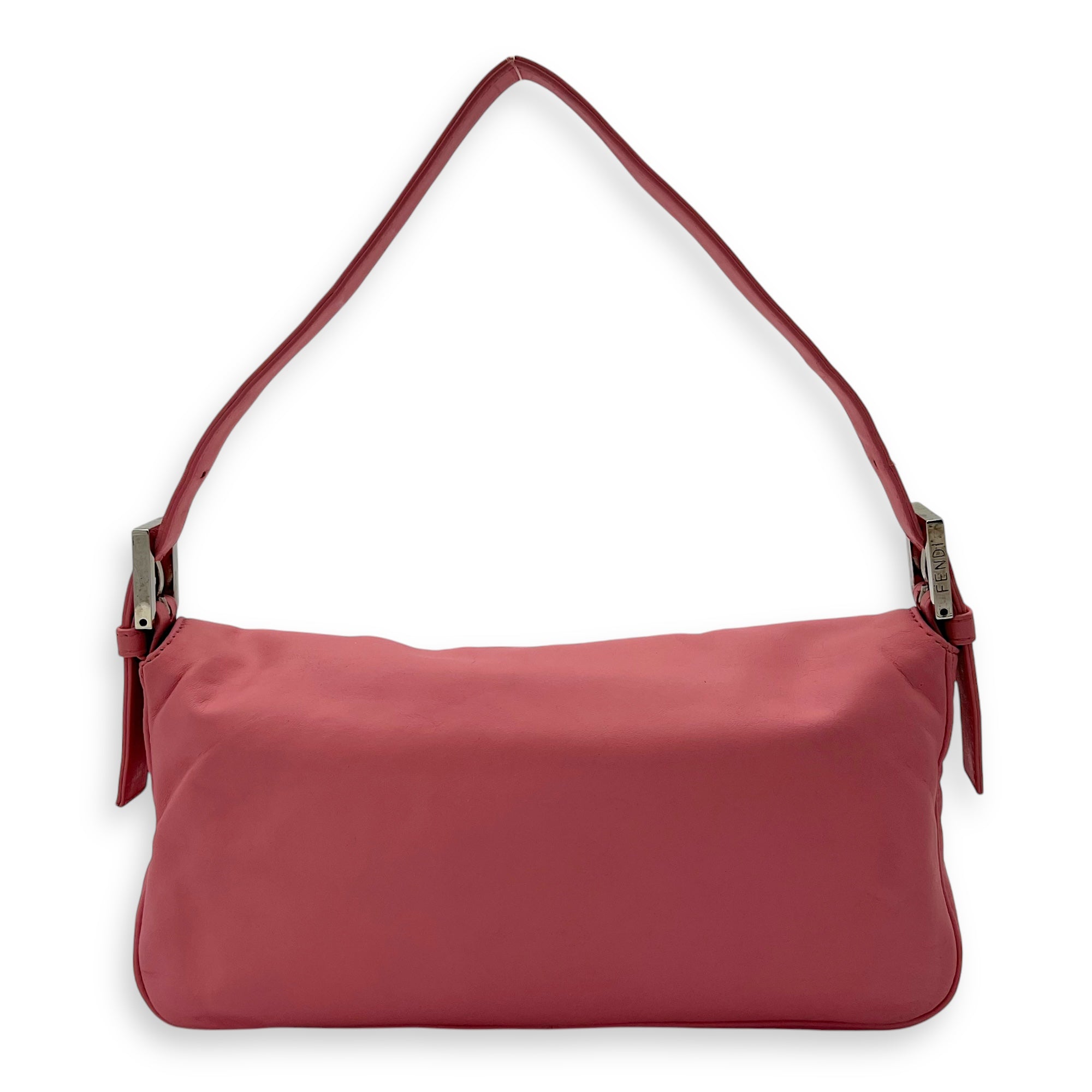 Fendi Baguette Shoulder Bag Pink in Calfskin, Silver hardware_2