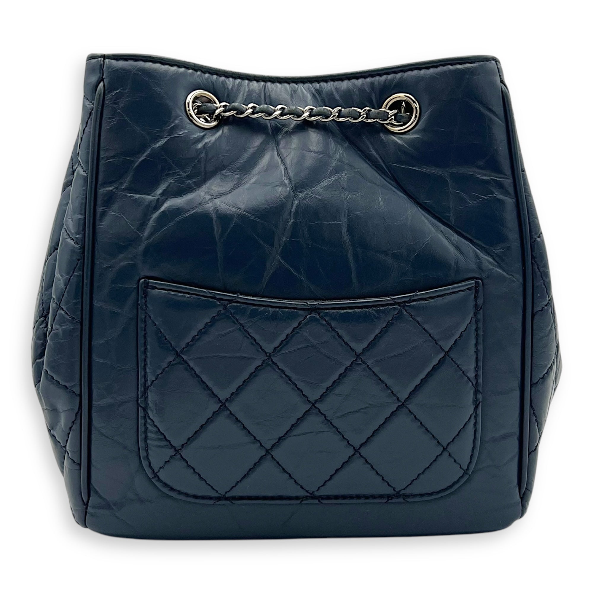 Chanel Quilted Seasonal Bucket Bag Blue in Calfskin, Gold hardware_2