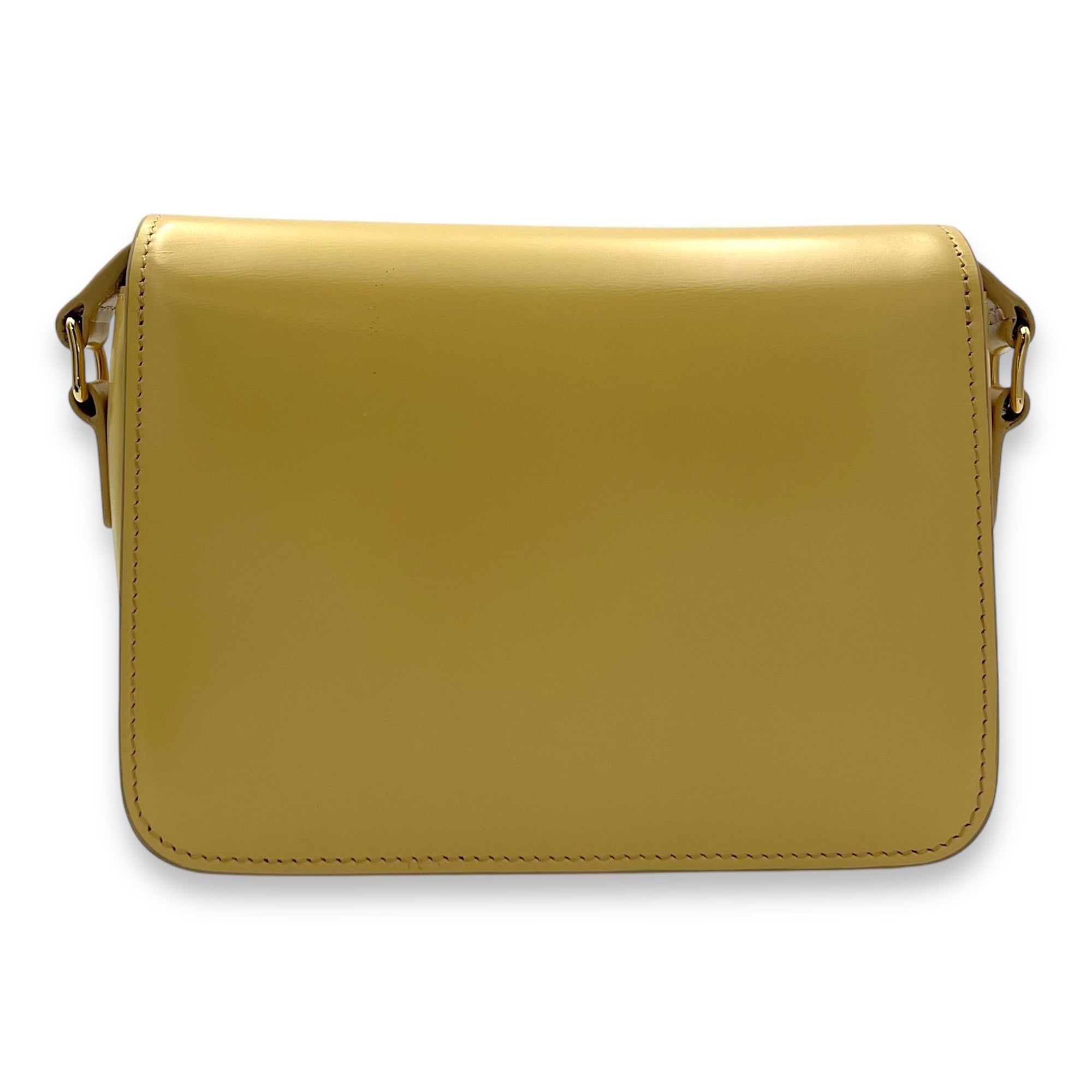 Celine Triomphe Crossbody Bag Teen Yellow in Calfskin, Gold hardware_2