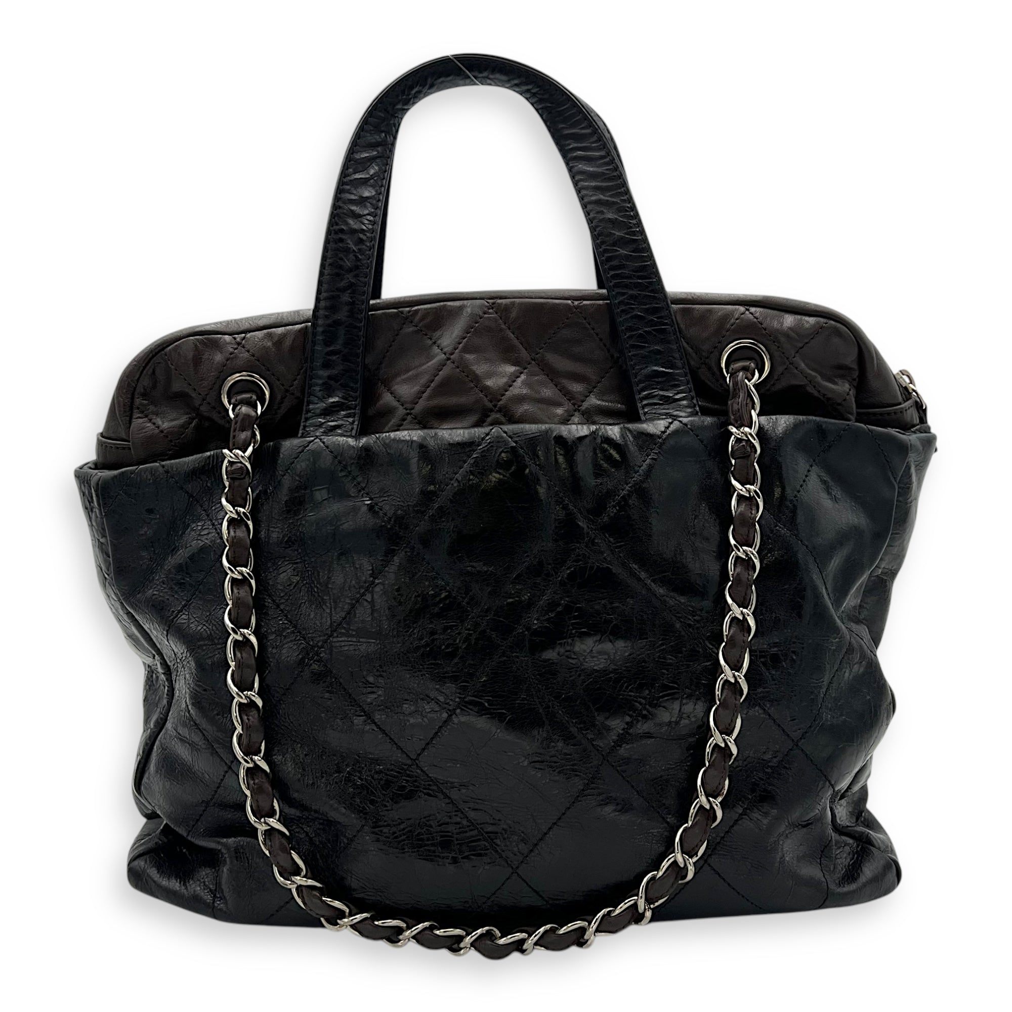 Chanel 2 way bag Top Handle Bag Black in Calfskin, Gold hardware_2