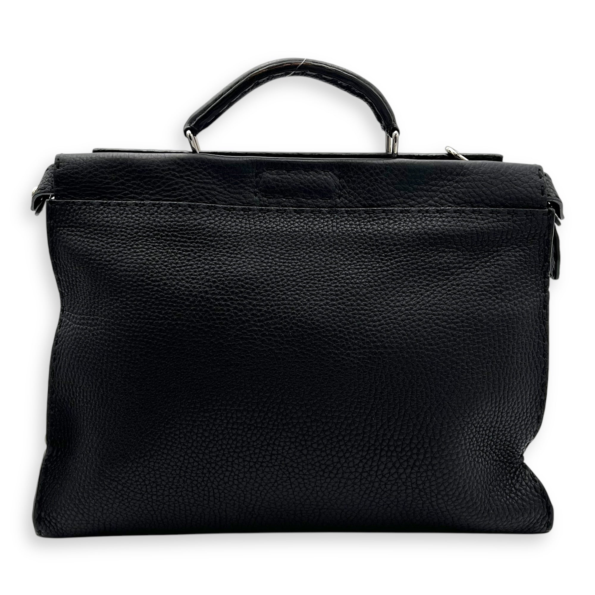 Fendi Peekaboo Top Handle Bag Black in Calfskin, Silver hardware_2