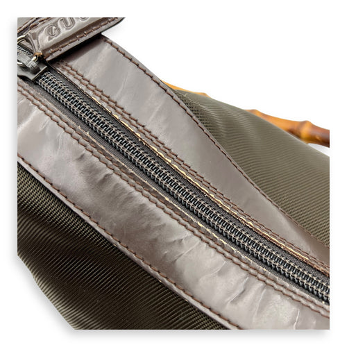 Gucci Bamboo Shoulder Bag Brown in Canvas, Silver hardware_8