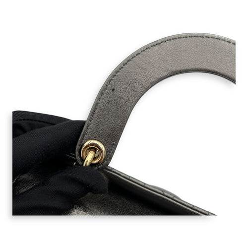 Christian Dior Lady Dior Small Grey Top Handle Bag in Calfskin, Gold hardware_8