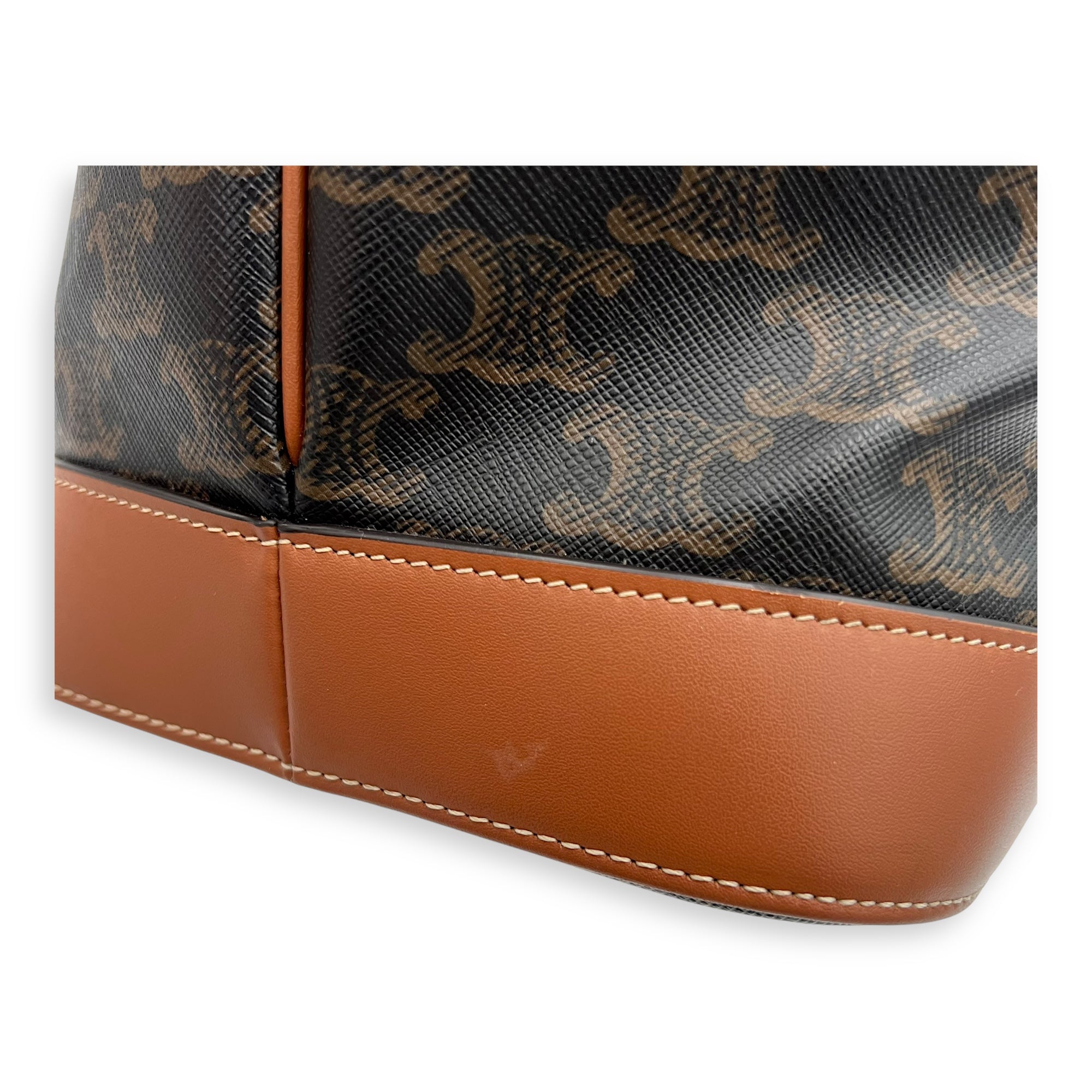 Celine Triomphe Tote Bag Brown in Coated Canvas, Gold hardware_10