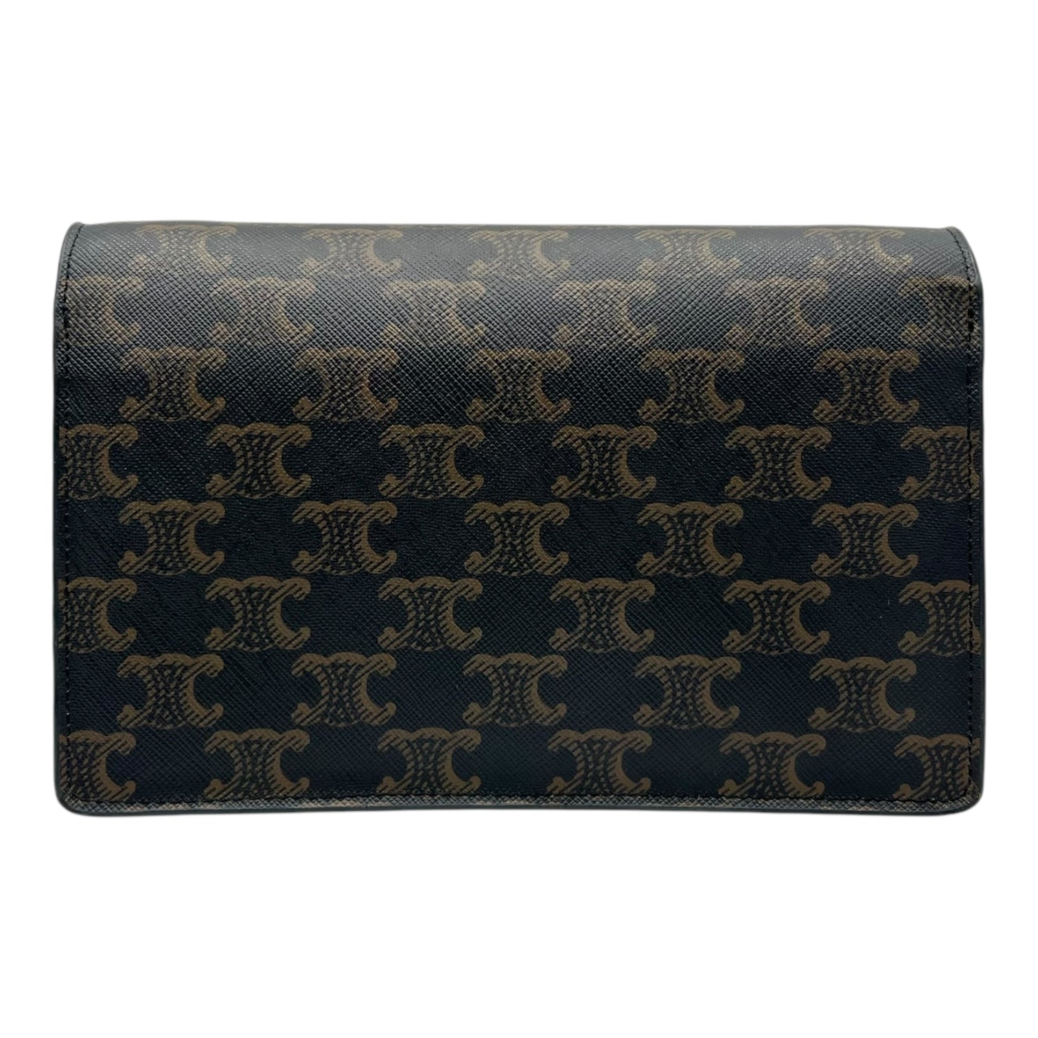 Celine Triomphe Shoulder Bag Brown in Coated Canvas, Gold hardware_2