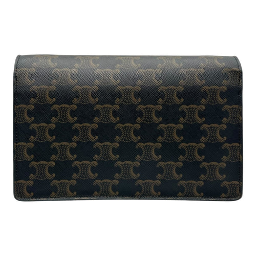 Celine Triomphe Shoulder Bag Brown in Coated Canvas, Gold hardware_2