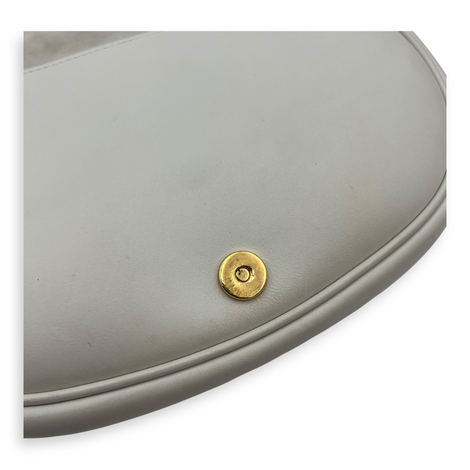 Christian Dior Bobby Crossbody Bag White in Calfskin, Gold hardware_11