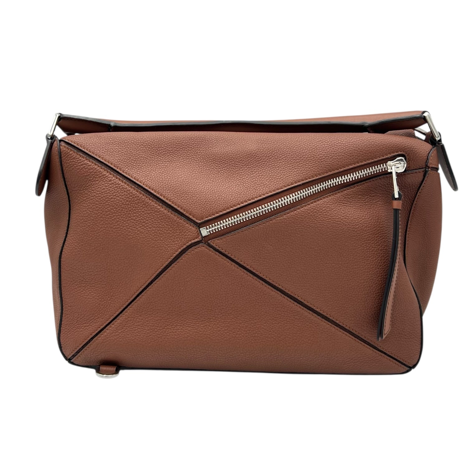Loewe Bolso Puzzle Brown Shoulder Bag in Calfskin, Silver hardware_2