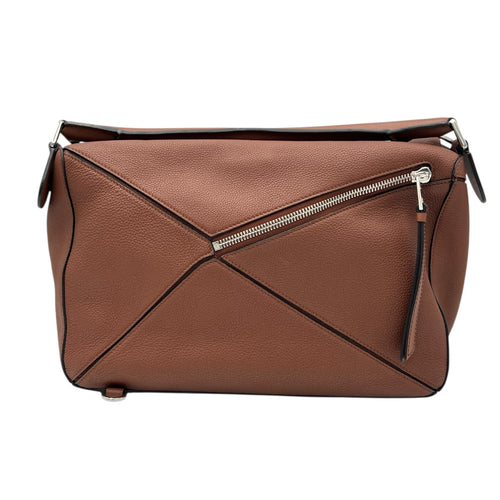 Loewe Bolso Puzzle Brown Shoulder Bag in Calfskin, Silver hardware_2