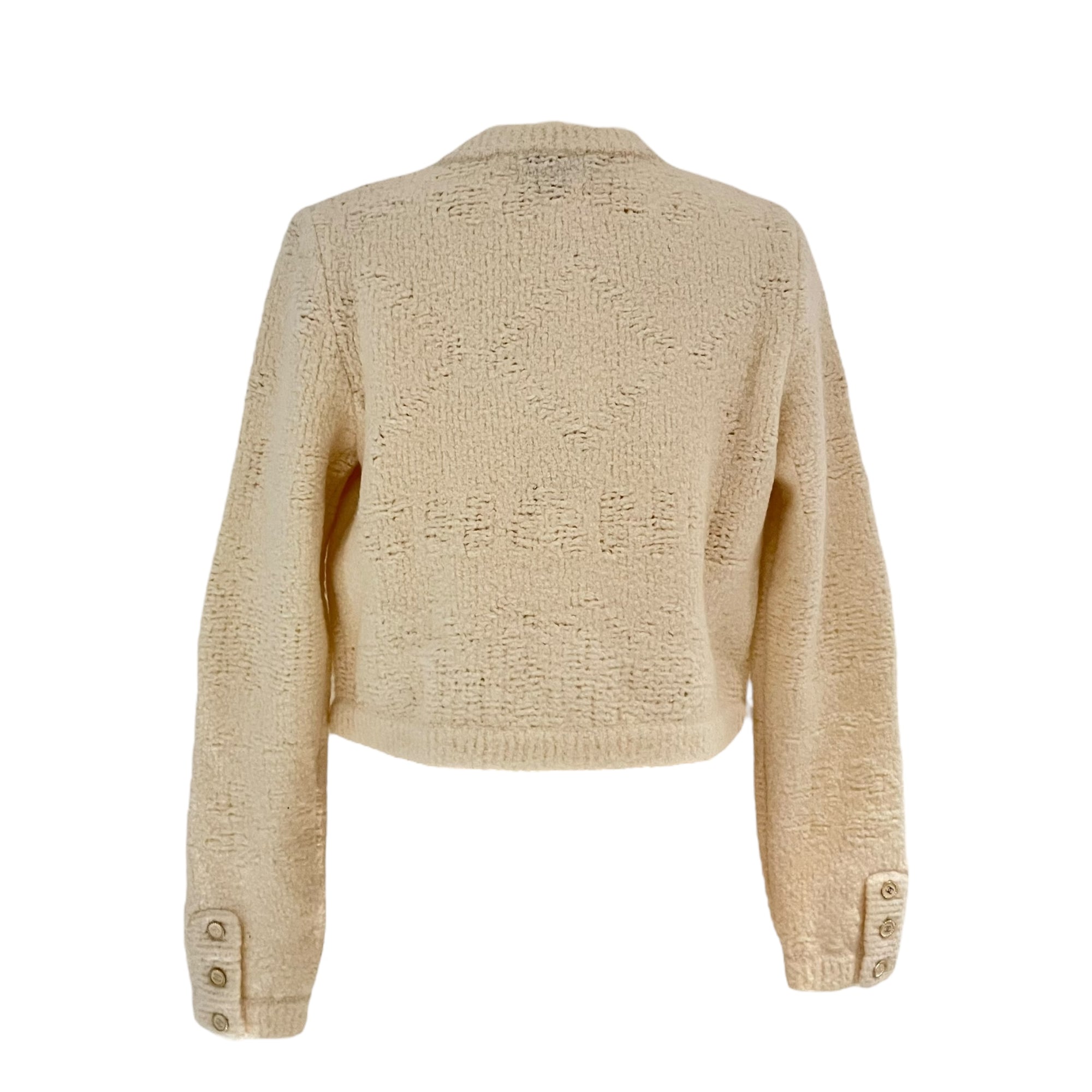 Chanel cream crop cardigan Ready-To-Wear FR36 cream in Cashmere, Gold hardware_2