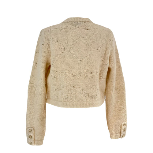 Chanel cream crop cardigan Ready-To-Wear FR36 cream in Cashmere, Gold hardware_2