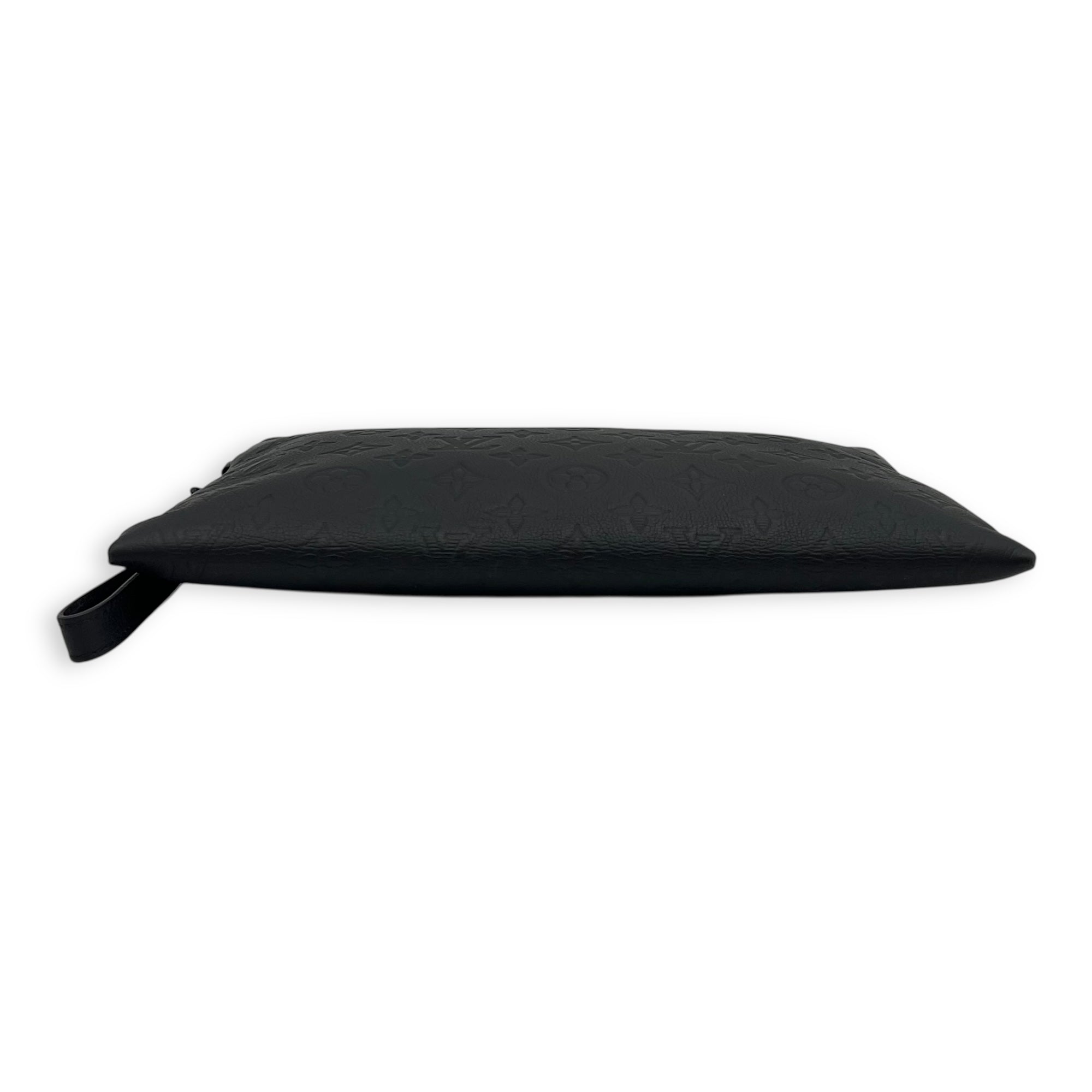 Louis Vuitton Logo Pouch Black in Calfskin, Lacquered Metal hardware_5