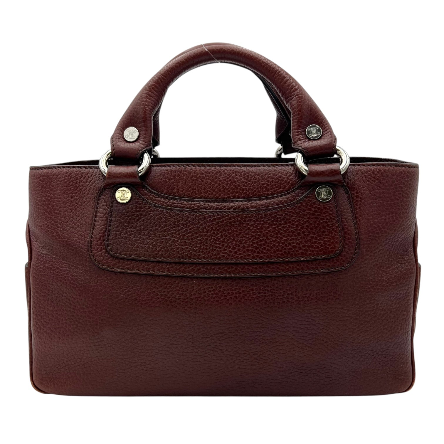 Celine Boogie Top Handle Bag Brown in Calfskin, Silver hardware_2