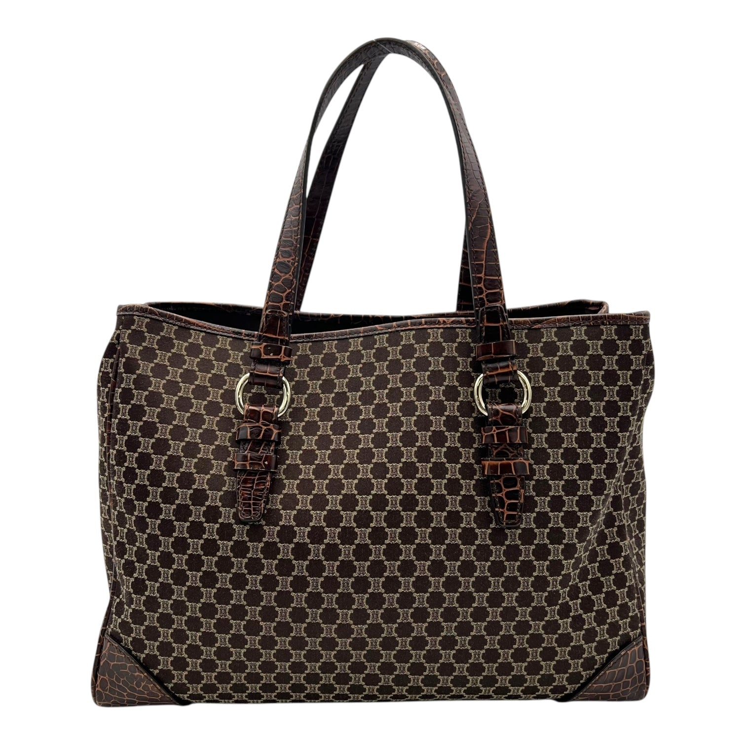 Celine Macadam Tote Bag Brown in Jacquard, Silver hardware_2