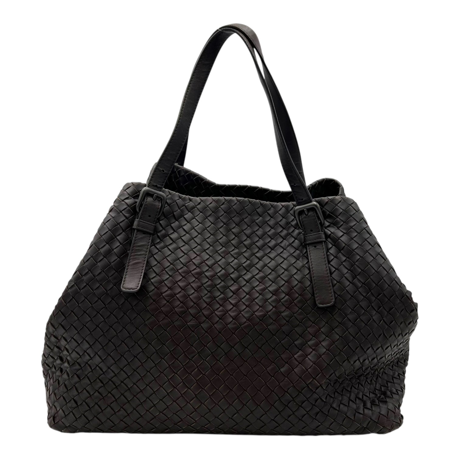 Bottega Veneta Intrecciato Tote Bag Brown in Lambskin, Gunmetal hardware_2